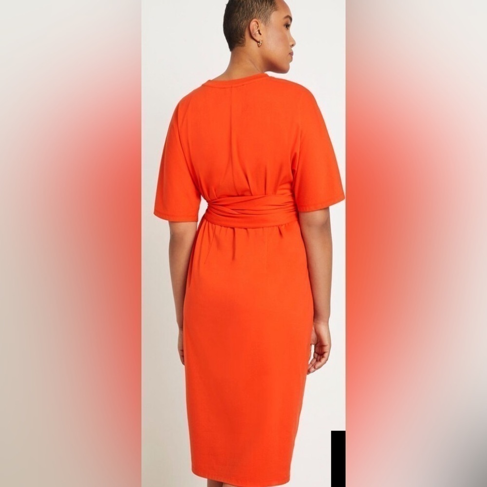 NWT Eloquii Orange Plus Size Cotton Dress with Stretch Size 16 - Picture 9 of 9